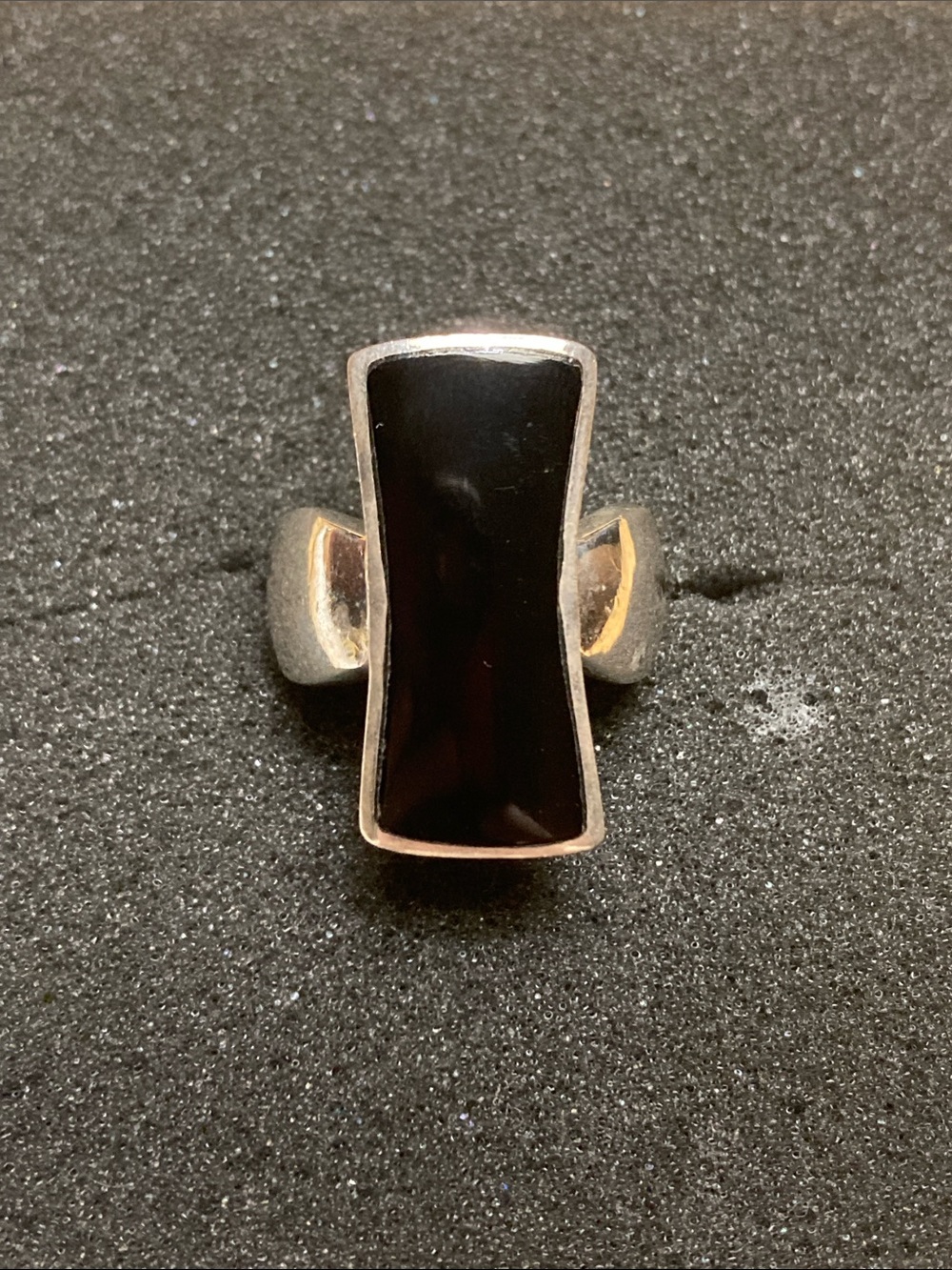 Sterling Silver Black Onyx Modern Rectangle Ring